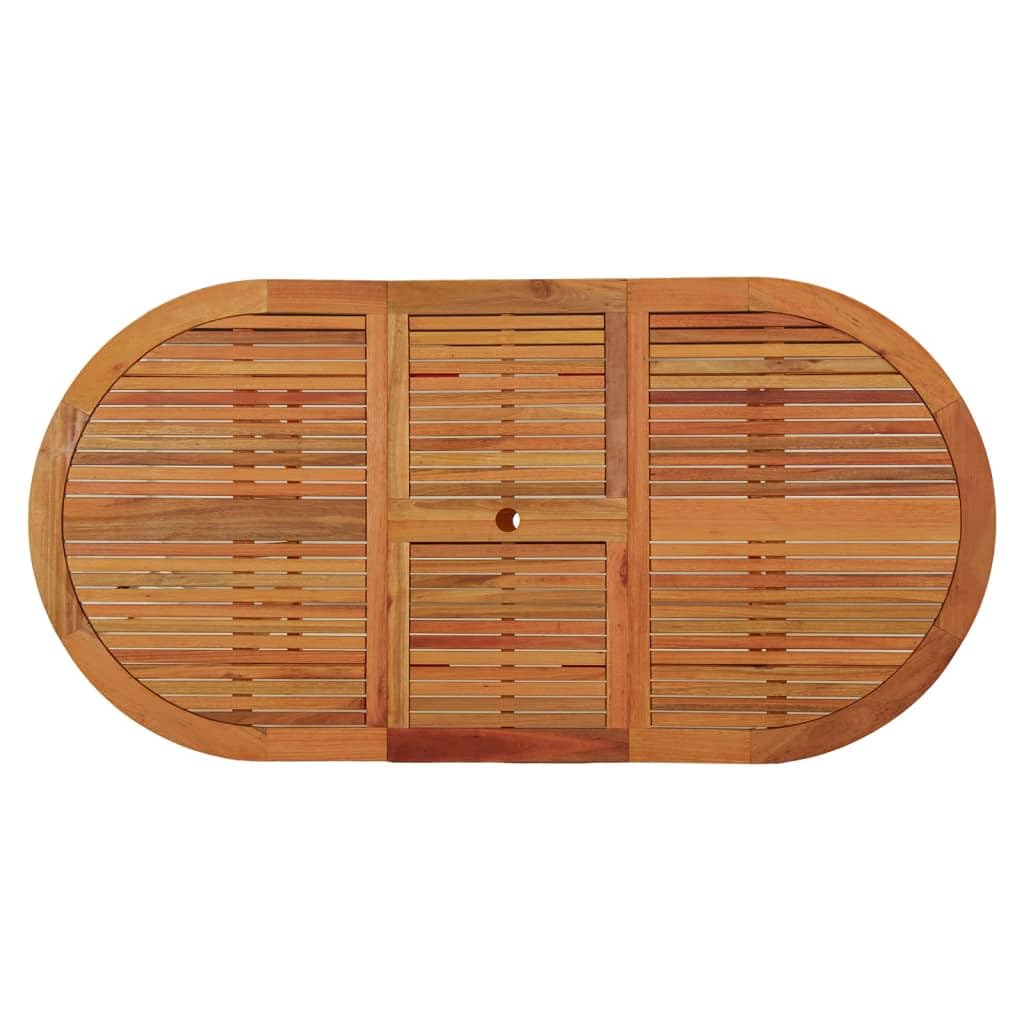 vidaXL Extendable Patio Table – Solid Eucalyptus Wood Construction, 59.1"-78.7"x39.4"x29.5", with Umbrella Hole - Ideal for Garden/Patio, Brown