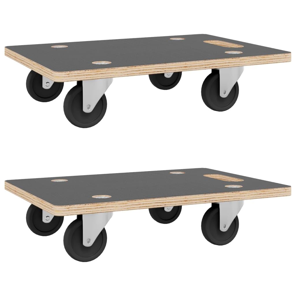 vidaXL Transport Trolleys 2 pcs Rectangular 31.5&quot;x21.7&quot;x4.5&quot;, 551.2 lb, Set of 2, Plywood with Anti-Slip Surface, Perfect for Moving Furniture and Appliances, Gray