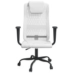 vidaXL White Office Chair – Adjustable Mesh Fabric & Faux Leather Workspace Seating – Swivel Design with Rolling Castors, Armrests & Headrest