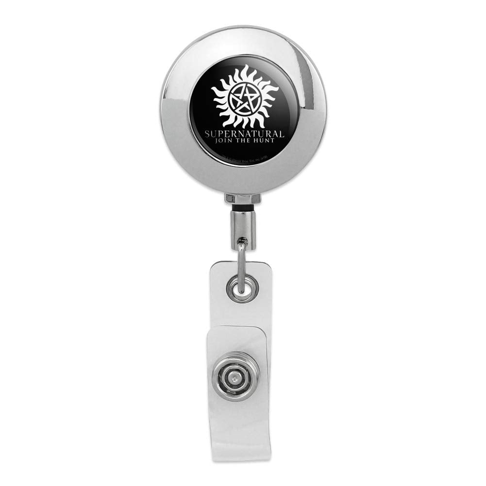 Supernatural Anti Possession Symbol Retractable Reel Premium Metal Chrome Badge Id Card Holder Clip
