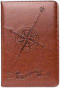 Sohospark Compass Refillable Faux Leather Journal, 6X8.7 Vegan Lined Writing Journal For Women Or Men