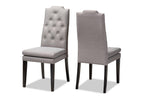 Baxton Studio Dylin Modern and Contemporary Gray Fabric Upholstered Button Tufted Wood Dining Chair Set