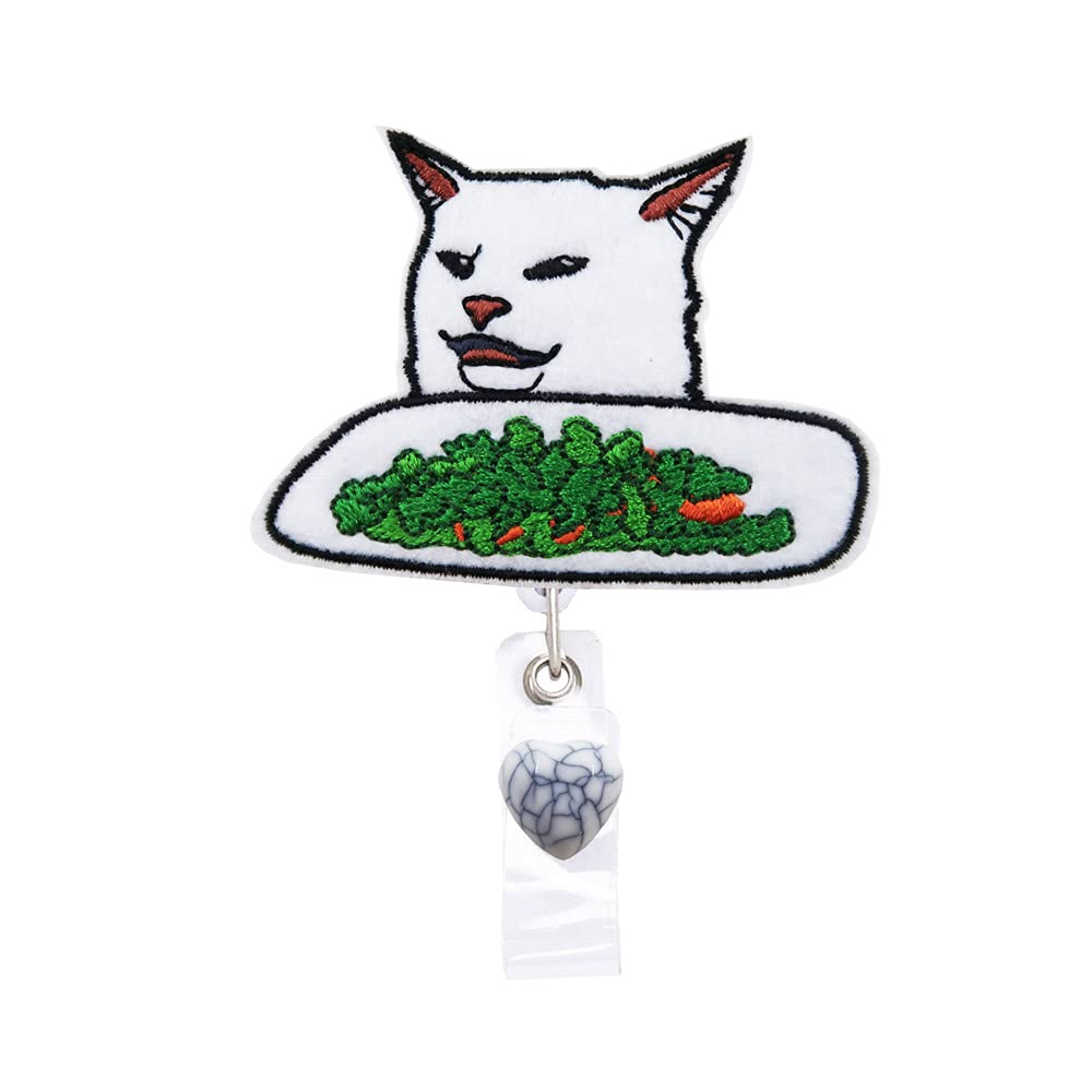 Reelfun Smudge The Table Cat Meme Salad Retractable Badge Reel Id Tag, Funny Gift For Friend