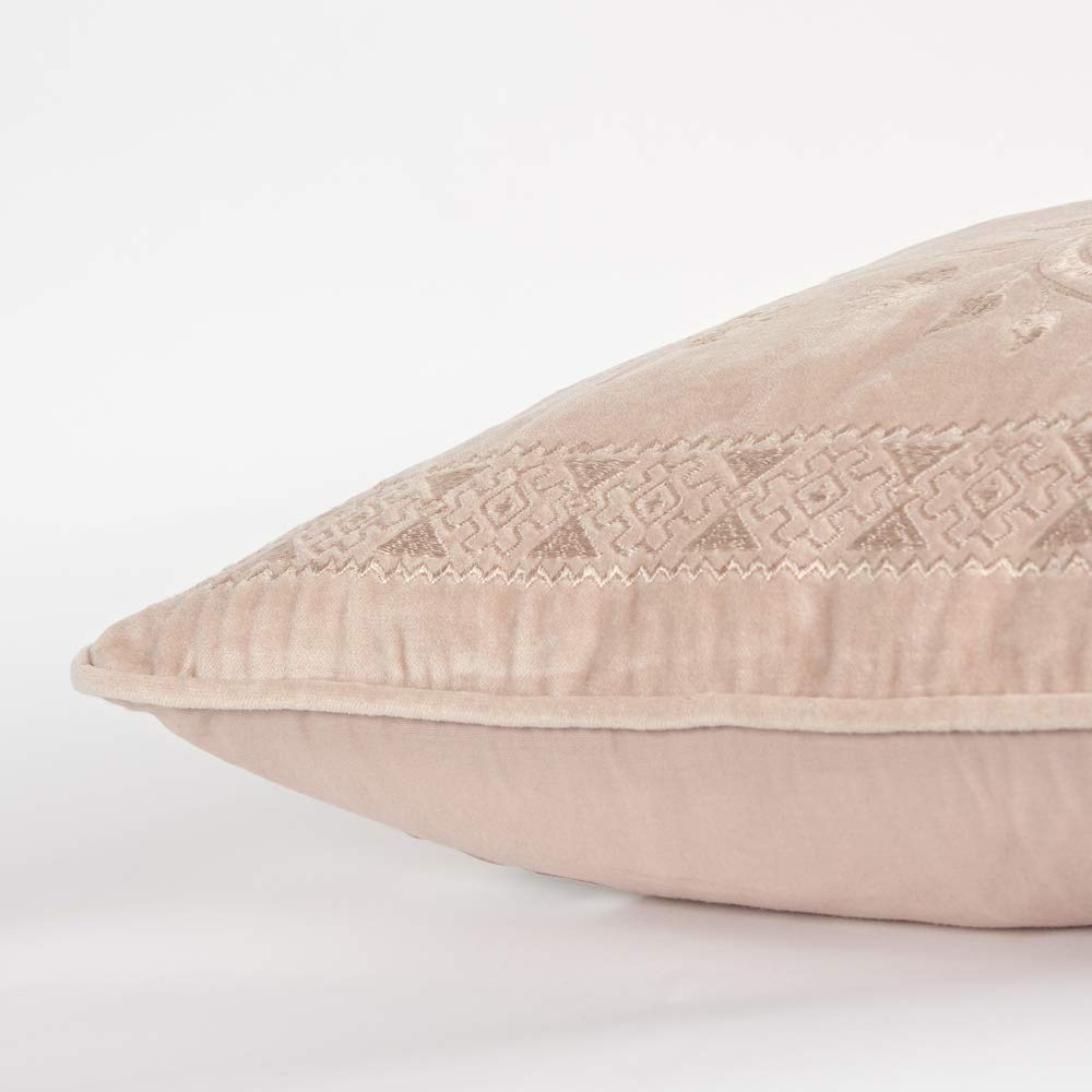 Rizzy Home 20&quot; x 20&quot; Poly Filled Pillow with Cotton Velvet Cover-Blush