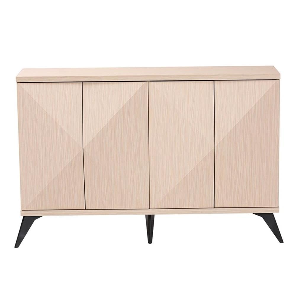 Baxton Studio Draper Mid-Century Modern Two-Tone Light Brown and Black Wood 4-Door Sideboard Buffet