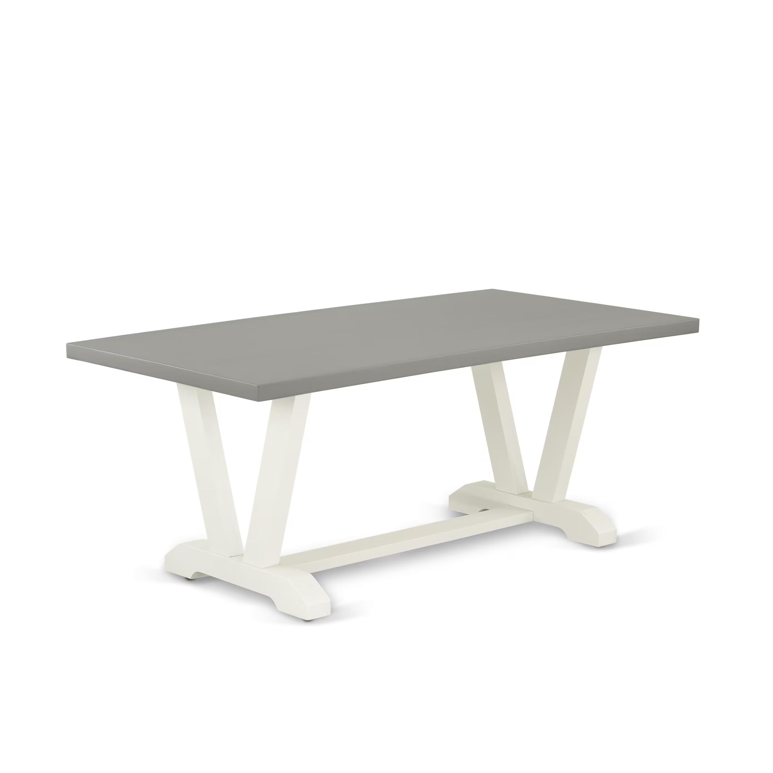 East West Furniture V097Si215-7 7 Piece Dining Table Set Consist Of A Rectangle Kitchen Table With V-Legs And 6 Baby Blue Linen Fabric Parson Dining Room Chairs, 40X72 Inch, Multi-Color