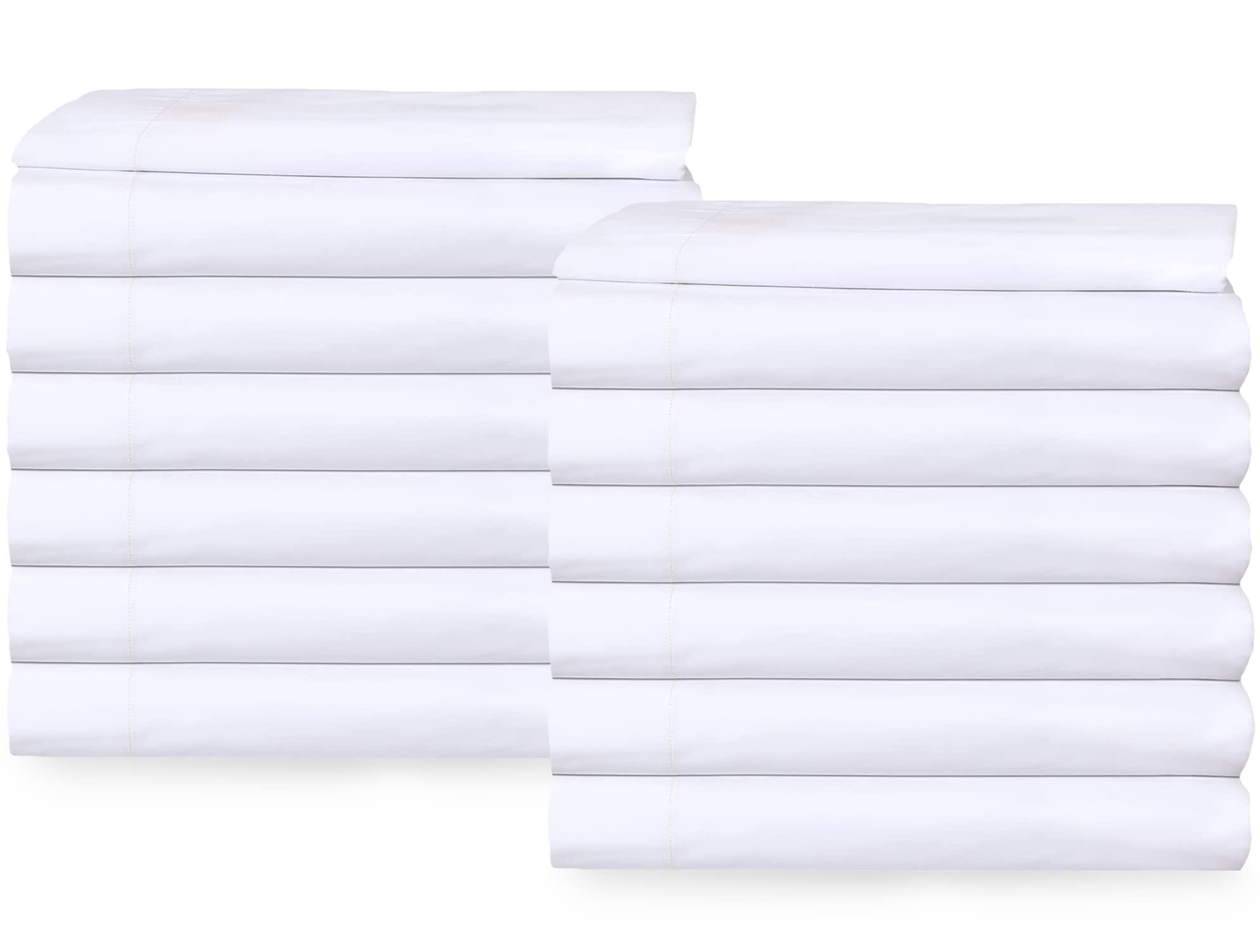 24 Bulk Pack King Xl Flat Sheets (108'X115') Bright White T-200 Percale Hotel Linen, Extra Soft And Comfortable