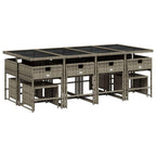 vidaXL Patio Dining Set - 13 Piece Garden Furniture with Cushions - Gray Poly Rattan with Glass Table - Outdoor, Garden, Backyard, Patio Use