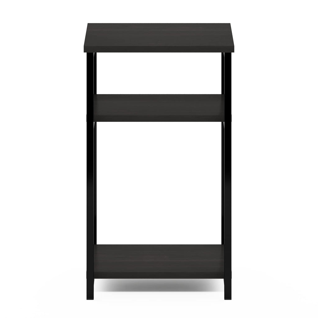 Furinno Just 3-Tier Metal Frame End Table with Storage Shelves, 1-Pack, Espresso