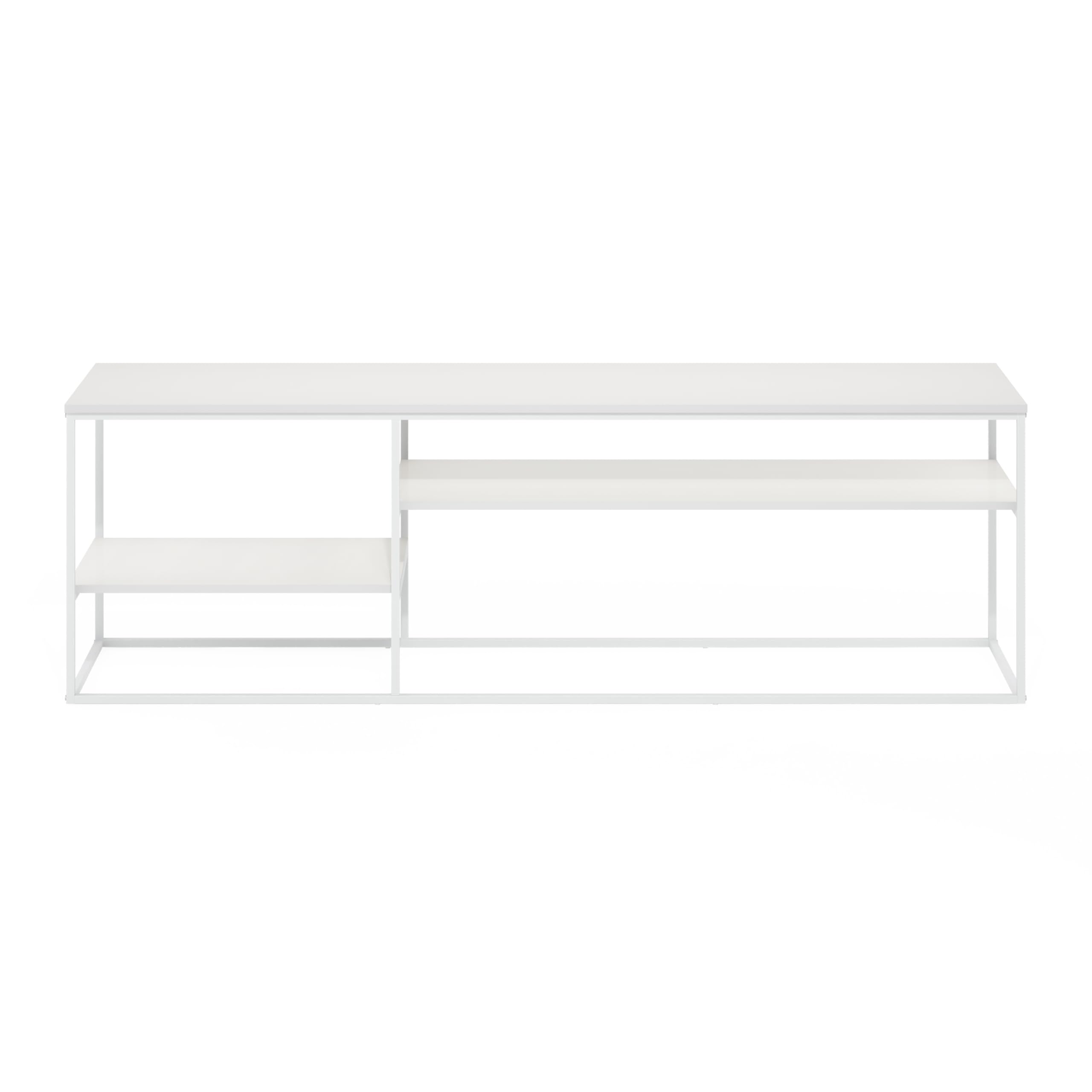 Furinno Moretti Modern Lifestyle TV Stand for TV up to 78 Inch, Solid White/White