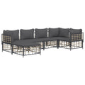 vidaXL Patio Lounge Set - 6-Piece Anthracite Poly Rattan Outdoor Furniture Set with Cushions - Weather-Resistant, Modular Design