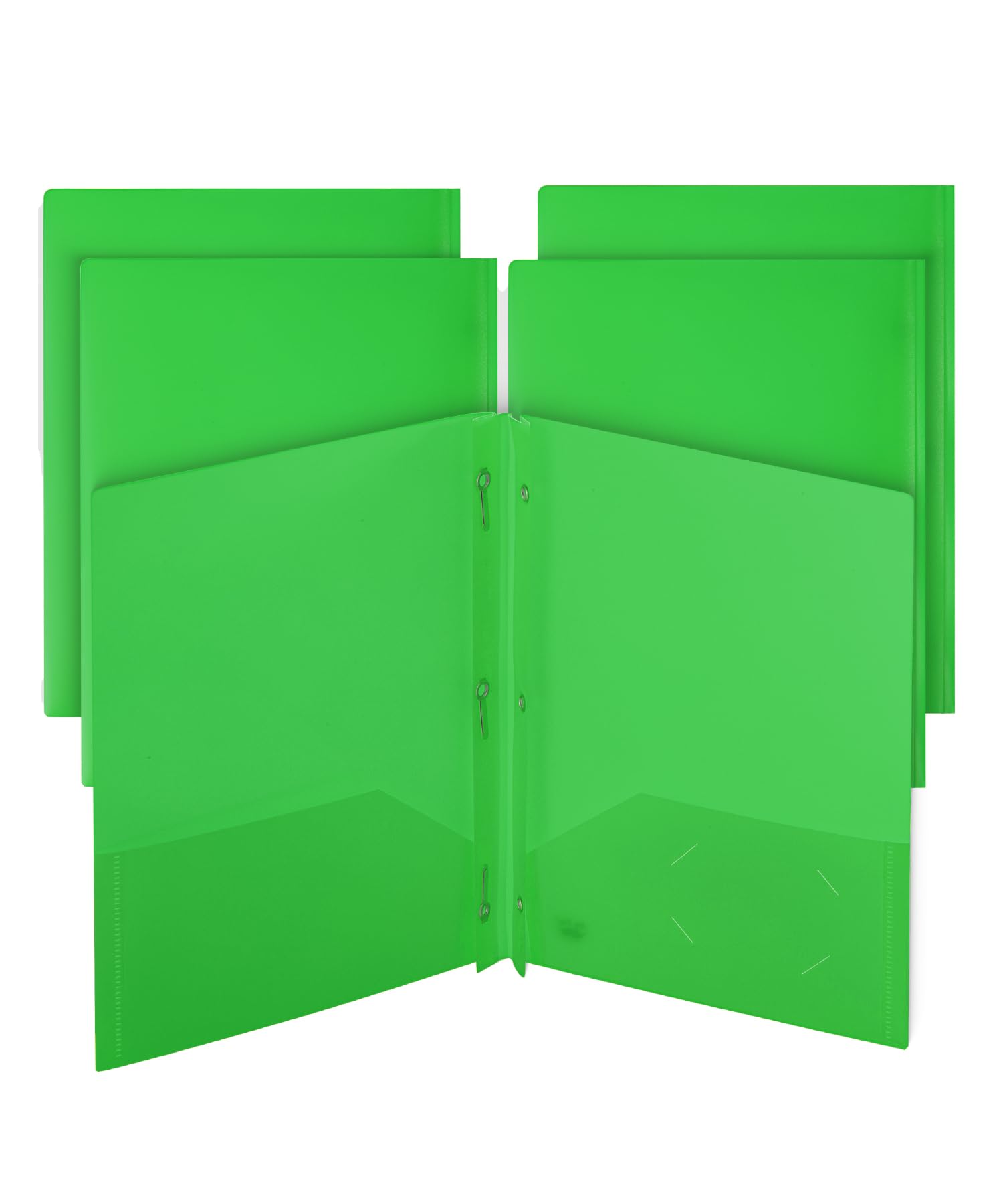 Mr. Pen- Plastic Folders With Pockets And Prongs, 5 Pack, Green, Pocket Folders, Folders With Prongs, File Folders With Fastener