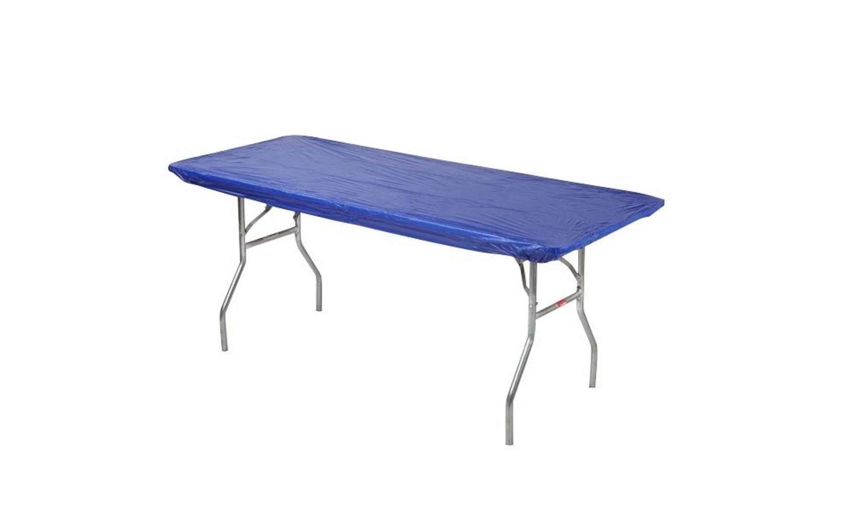 Kwik-Covers 8' Rectangular Plastic Table Covers 30' X 96' (8 Feet), Bundle Of 10 - Indoor Or Outdoor Fitted Table Covers For Banquet Tables (10 Pack, Royal Blue)