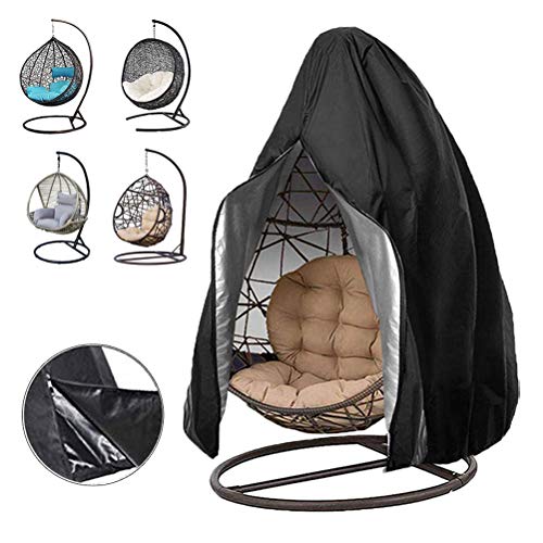 Oslimea Patio Hanging Egg Chair Cover, Waterproof With Zipper, Wind-Proof Swing Egg Chair Cover With Bottom Buckle, Outdoor Wick