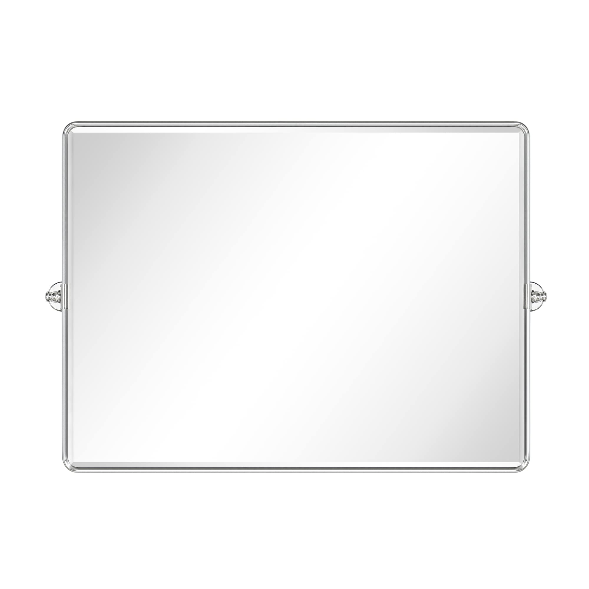 Tehome 40X30'' Chrome Pivot Mirror Horizontal 30X40'' Metal Framed Rectangle Tilting Beveled Vanity Mirrors For Wall