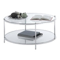 Convenience Concepts Royal Crest 2 Tier Round Glass Coffee Table, Clear Glass / Chrome Frame
