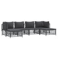 vidaXL 6-Piece Patio Lounge Set with Cushions - Anthracite Steel Frame, Woven Fabric, Modern Design, Modular Outdoor Furniture