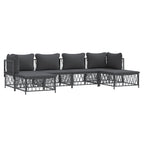 vidaXL 6-Piece Patio Lounge Set with Cushions - Anthracite Steel Frame, Woven Fabric, Modern Design, Modular Outdoor Furniture