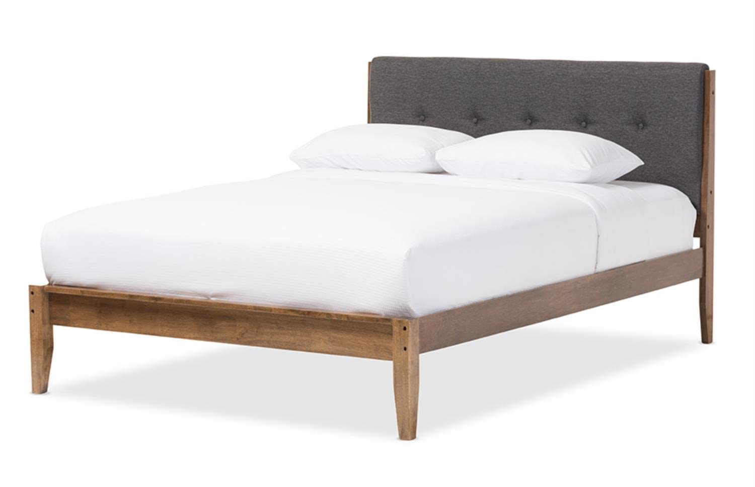 Baxton Studio Leyton Mid-Century Modern Upholstered Platform Bed King