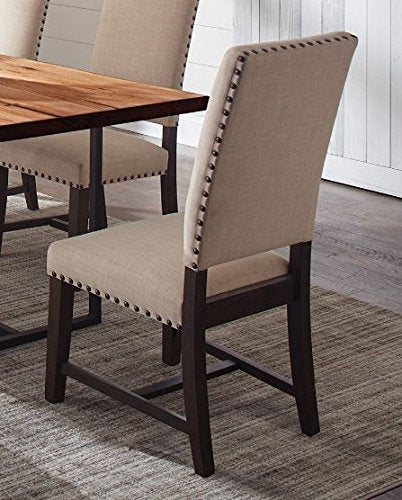 Twain Upholstered Parson Chairs Smokey Black and Beige (Set of 2) 109143