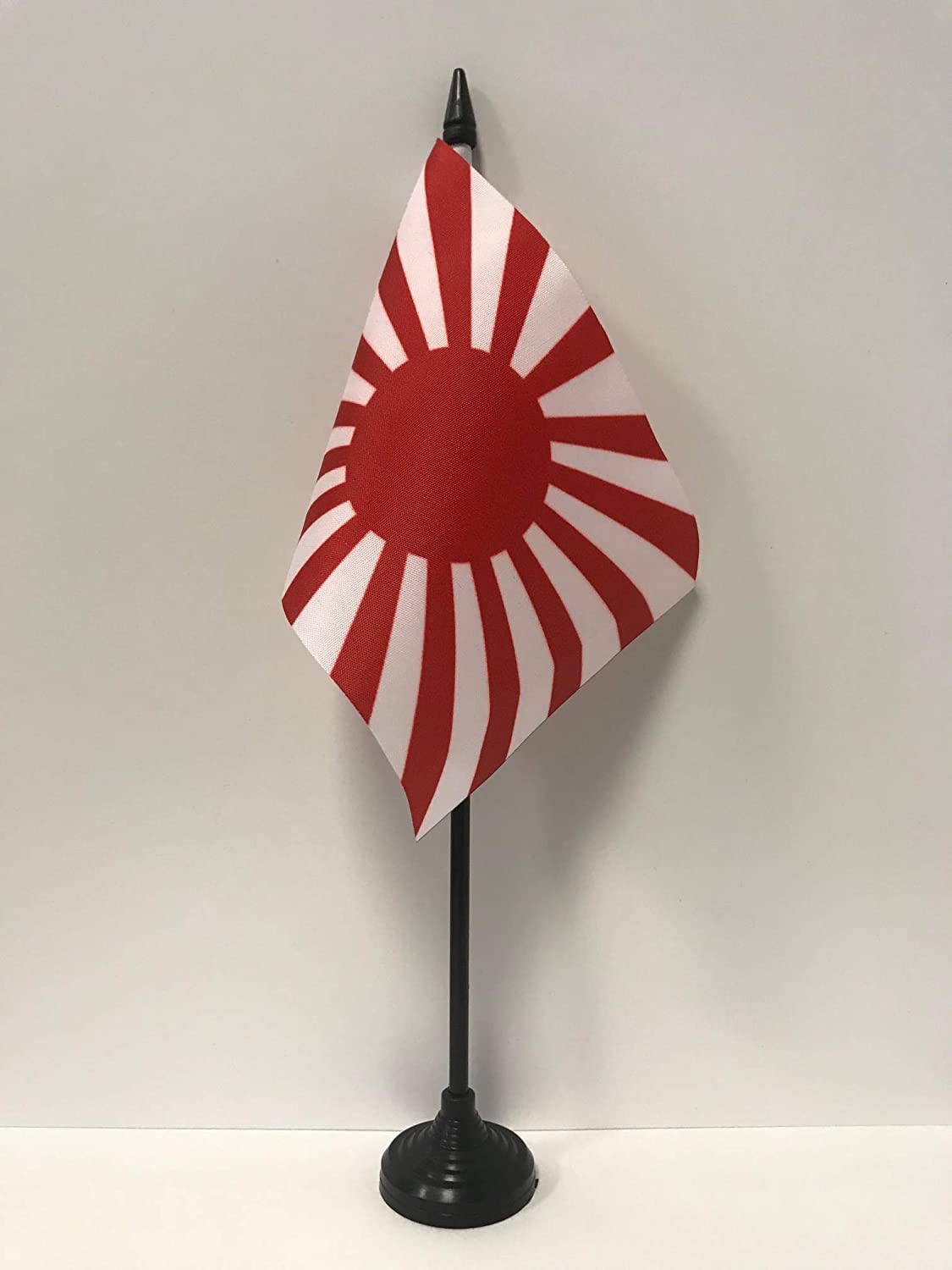 Japan Wwi Table Flag 4' X 6' - Imperial Japanese Desk Flag 15 X 10 Cm - Black Plastic Stick And Base- Az Flag