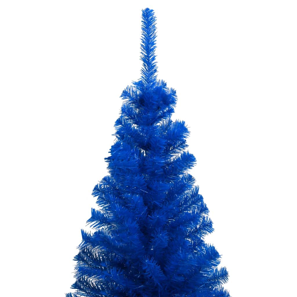 Vidaxl Artificial Blue And Gold Christmas Tree With Leds And Ball Set, Self-Assembly, Energy-Efficient, Pvc Material, Metallic Decorations, Indoor Holiday Decor