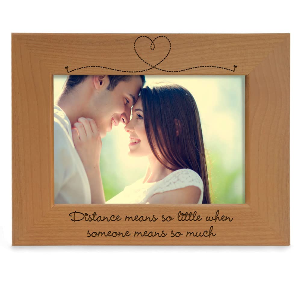 KATE POSH Distance means so little when someone means so much Wood Picture Frame - Engagement, Valentines, Weddings, I Love You