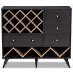 Baxton Studio Savino Mid-Century Modern Dark Grey and Oak Finished Wood Wine Cabinet