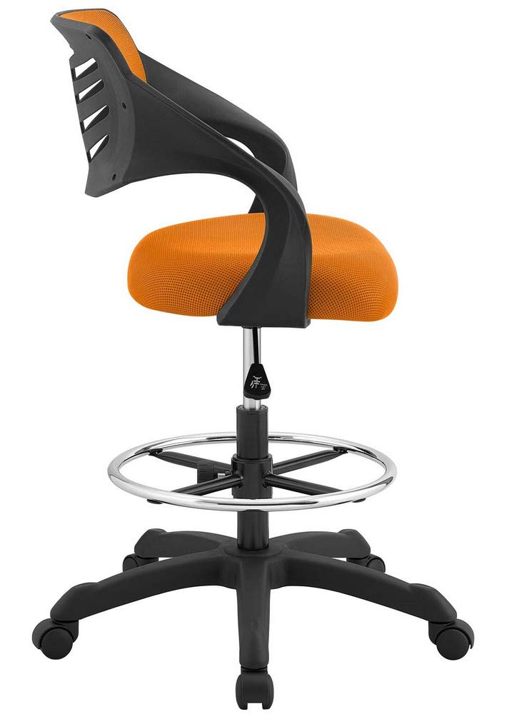 Modway Thrive Drafting Chair - Tall Office Chair For Adjustable Standing Desks In Orange