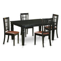 East West Furniture WENI5-BLK-LC 5 Piece Dinette Set Includes a Rectangle Dining Room Table with Butterfly Leaf and 4 Faux Leather Upholstered Dining Chairs, 42x60 Inch, Black