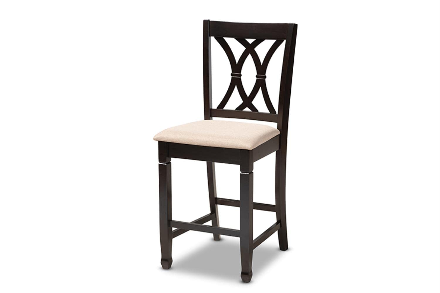 Baxton Studio Reneau Modern and Contemporary Sand Fabric Upholstered Espresso Brown Finished 5-Piece Wood Pub Set