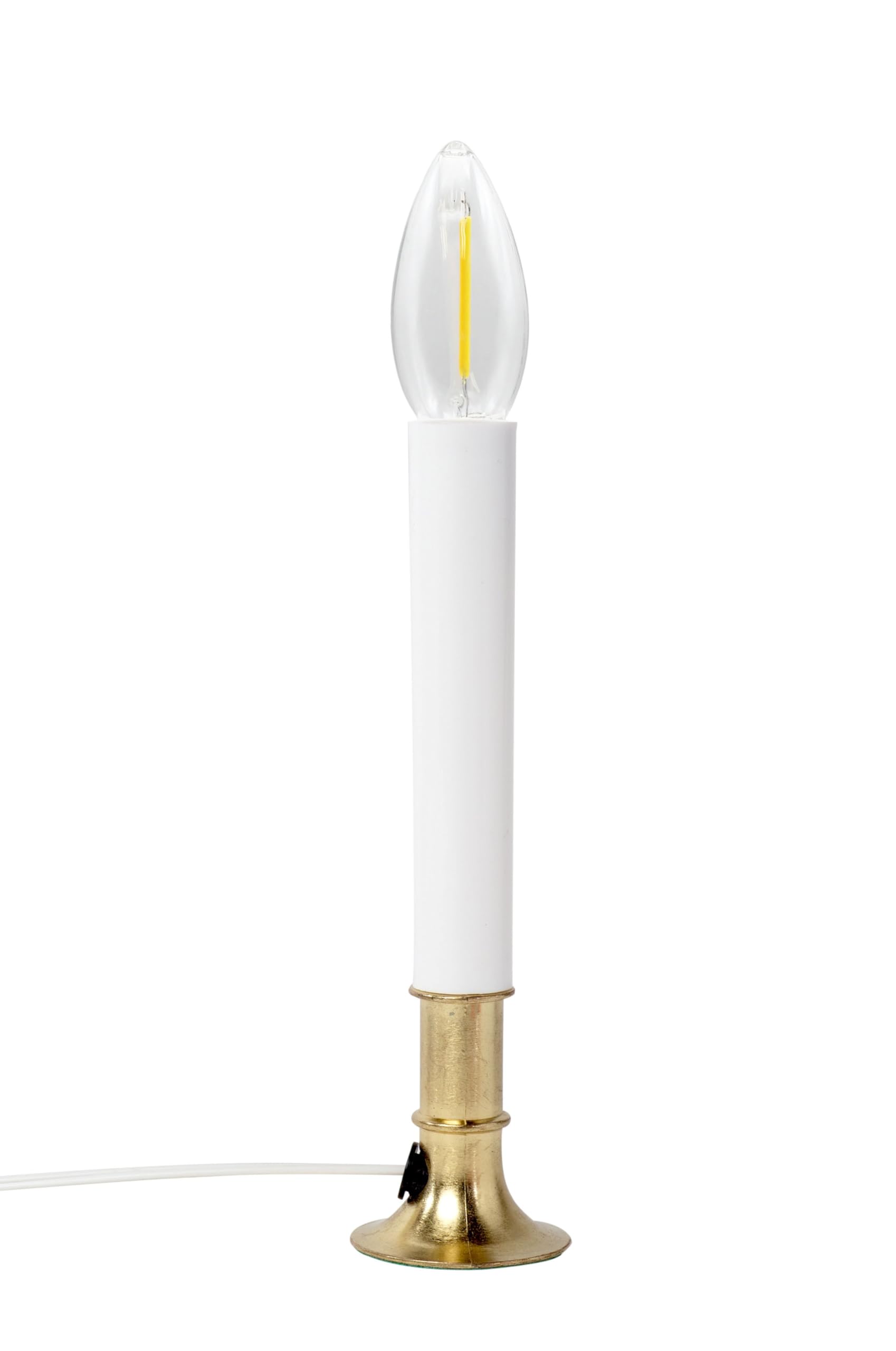Creative Hobbies Electric Window Candle Lamp With Led Bulb, Brass Plated Base, Dusk To Dawn Sensor Turns Candle On In Dark And O