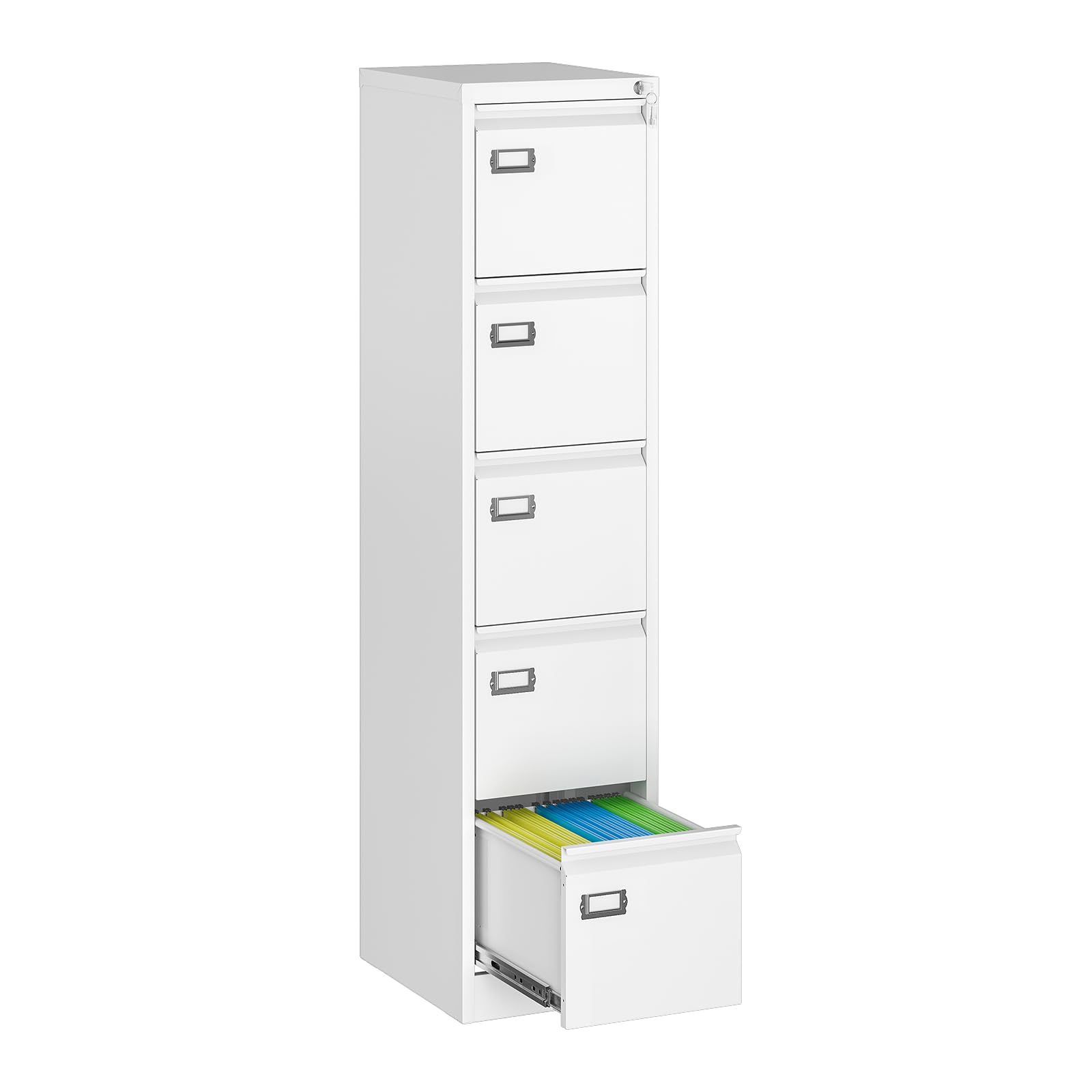 MIIIKO 5 Drawer File Cabinet with Lock, Metal Vertical Filing Cabinets for Home Office,File Folders Storage Cabinet for Letter L