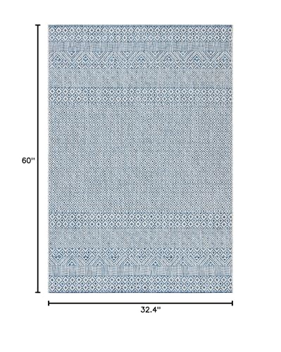 Safavieh Courtyard Collection 2'7' X 5' Grey/Blue Cy8235 Indoor-Outdoor Waterproof Easy-Cleaning Patio Backyard Mudroom Area-Rug