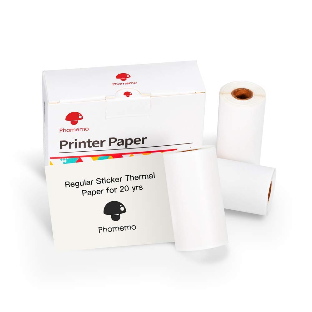 Phomemo White Self-Adhesive Thermal Paper For Phomemo M02/M02 Pro/M02S/M03, Storage Time 20 Years, 50Mm X 3.5M, Diameter 30Mm, 3