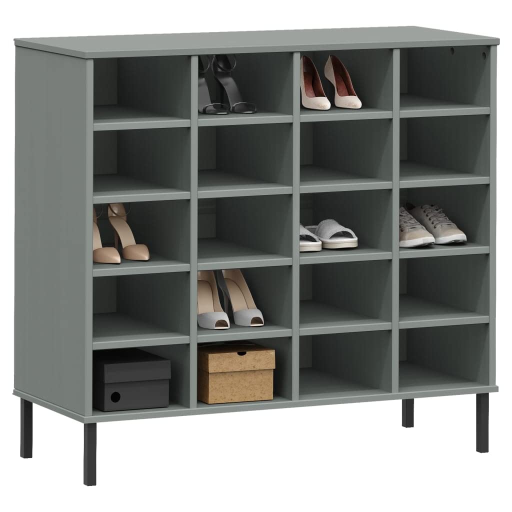 Inlife Shoe Rack With Metal Legs Gray 37.4&quot;X13.8&quot;X34.3&quot; Solid Wood Oslo