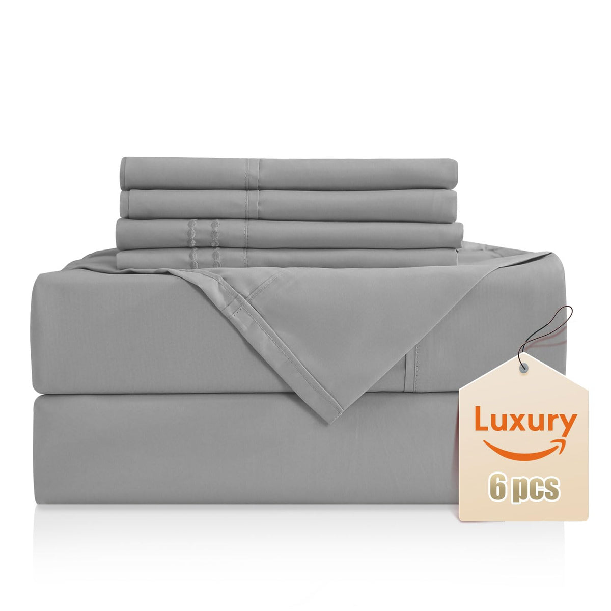 Luxury Silky Soft Bed Sheet Set, 6 Piece,Full Size, Fits 16 Inch Deep Pocket Mattresses, Wrinkle Free & Breathable Cooling, Ligh