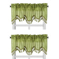 Solid Faux Silk Swag Waterfall Cascade Ascot Window Curtain Valance W/Tassels Trim 55' X18' Wave (2, Lime Green)