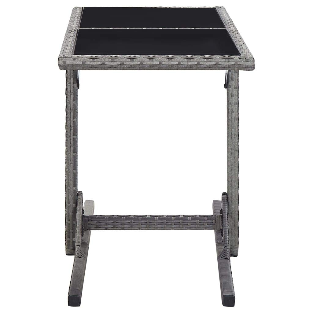 vidaXL Rectangular Patio Table 43.3"x20.9"x28.3" with Glass Top and Poly Rattan Construction, Ideal for Outdoor Use - Anthracite