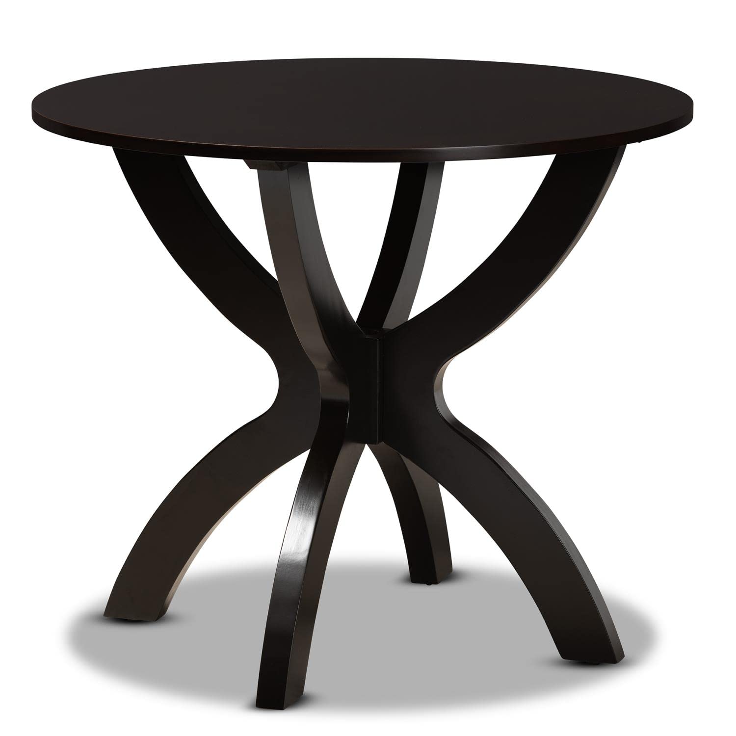 Baxton Studio Tilde Dark Brown Finished 35-Inch-Wide Round Wood Dining Table