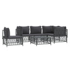 vidaXL Patio Furniture Set 6 Piece, Sectional Sofa with Cushions, Patio Lounge Set for Outdoor Garden Lawn Backyard, Anthracite Steel