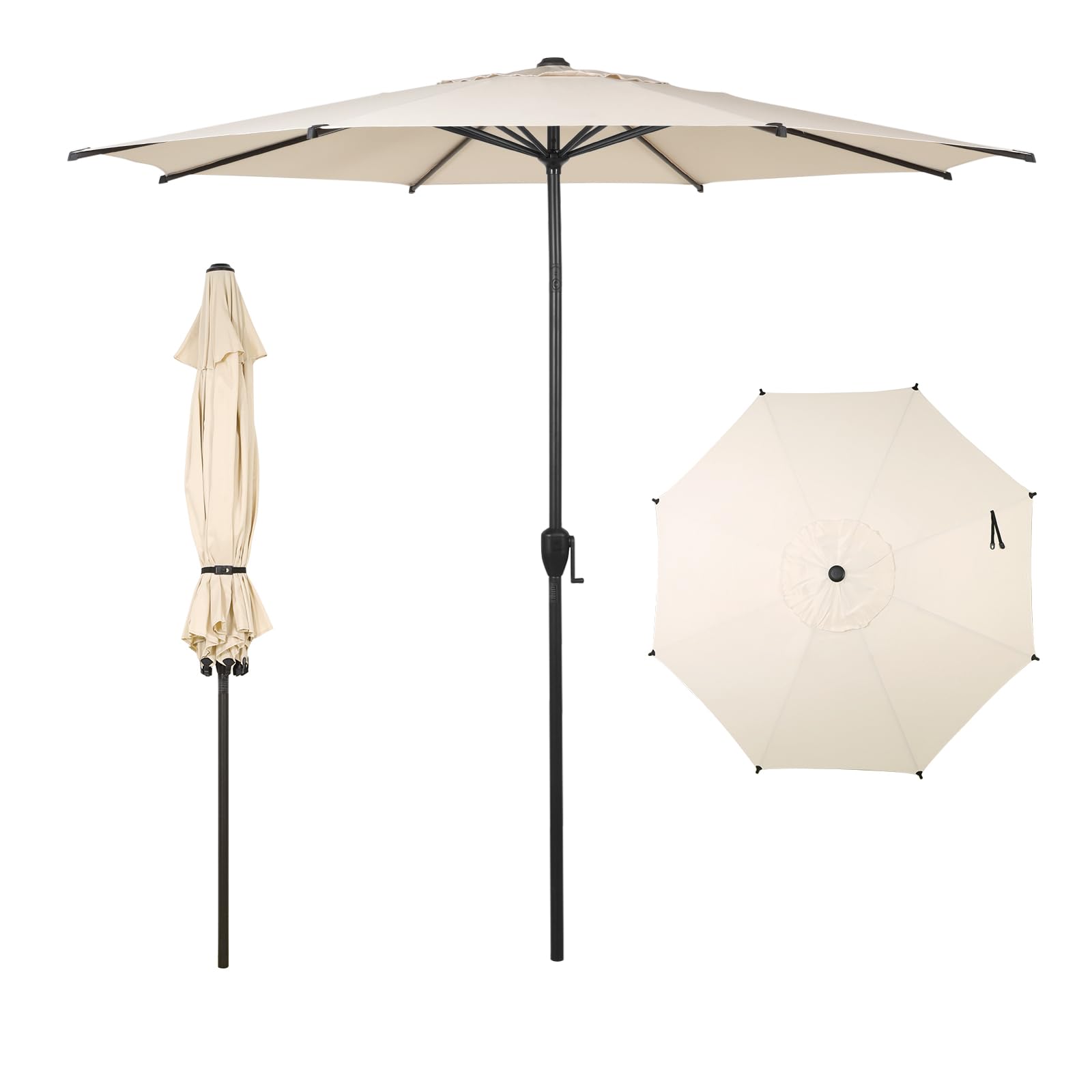 Abba Patio 9Ft Lyon Outdoor Patio Umbrella Outdoor Table Umbrella With Push Button Tilt And Crank Market Umbrella 8 Sturdy Ribs