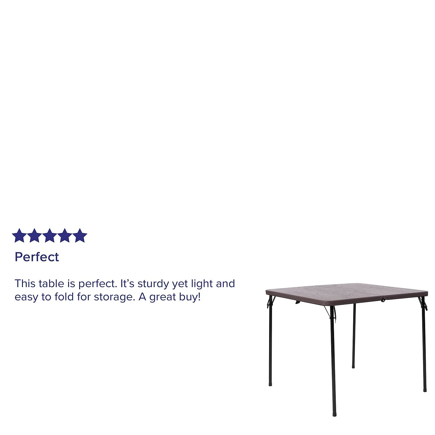 Flash Furniture Dunham 2.83-Foot Square Bi-Fold Brown Wood Grain Plastic Folding Table With Carrying Handle