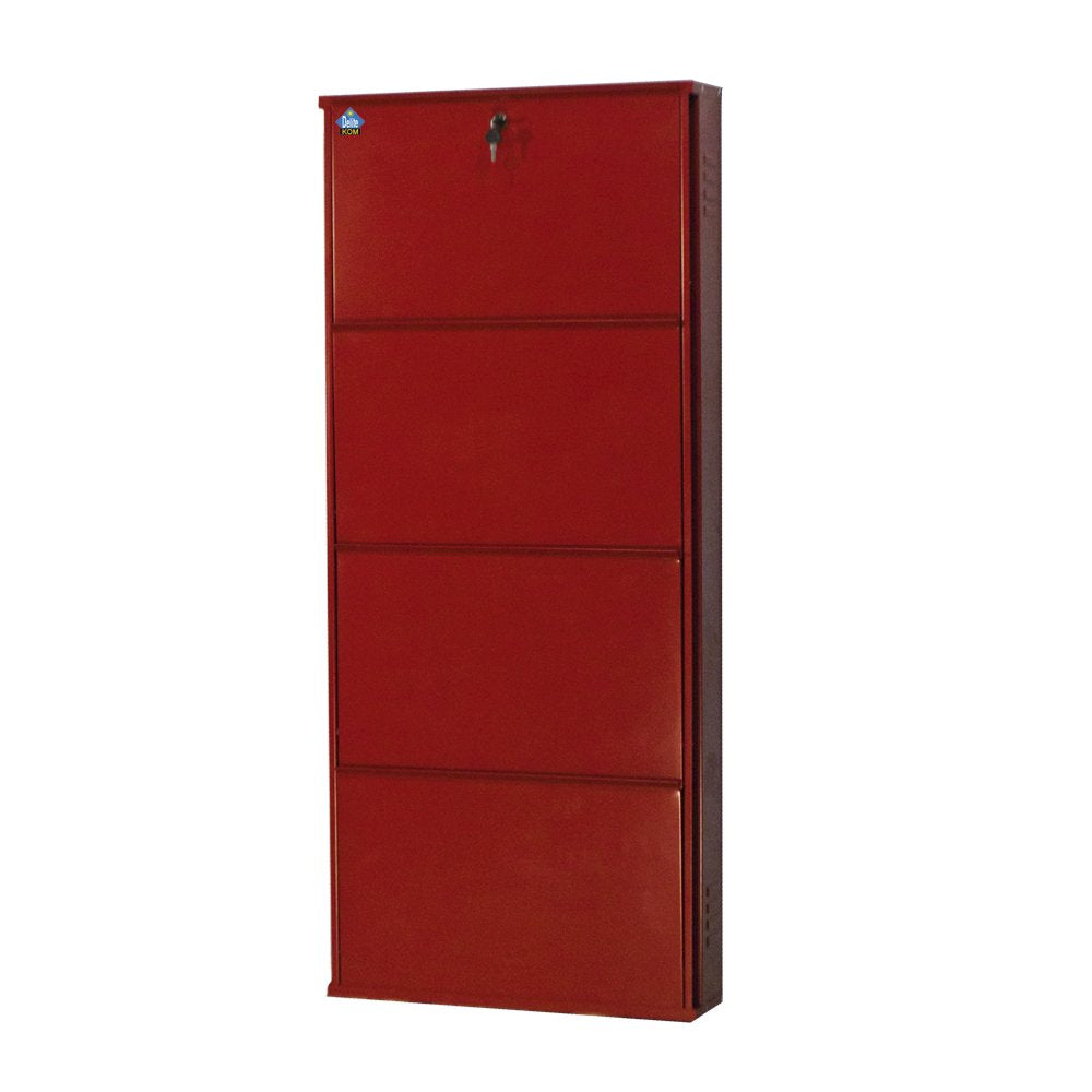 Delite Kom 24 Inch Wide, 4 Shelf Metal Shoe Rack Wall Mounted For Home With Central Lock Holds Upto 12 Shoes Or 20 Slippers Pair