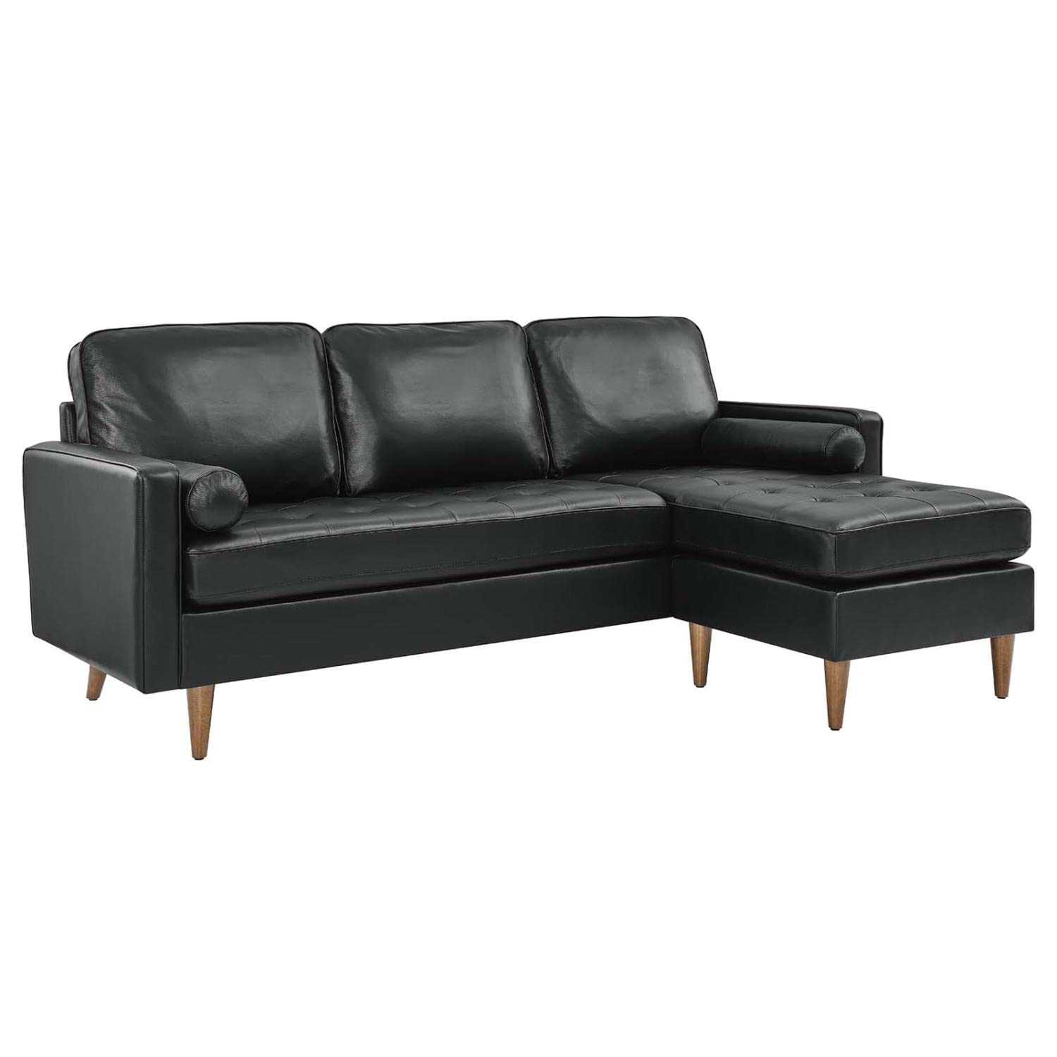 Modway Valour 78&Quot; Modern Style Leather Apartment Sectional Sofa In Black