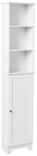 Redmon Contemporary Country Tall Floor Shelf with Lower Cabinet White Large