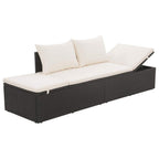 vidaXL Patio Lounge Bed Poly Rattan Wicker Brown Patio Day Sun Bed Lounger