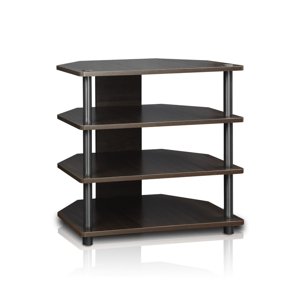 Furinno Turn-N-Tube Easy Assembly 4-Tier Petite Entertainment Center / Tv Stand / Tv Unit / Tv Desk, Espresso/Grey