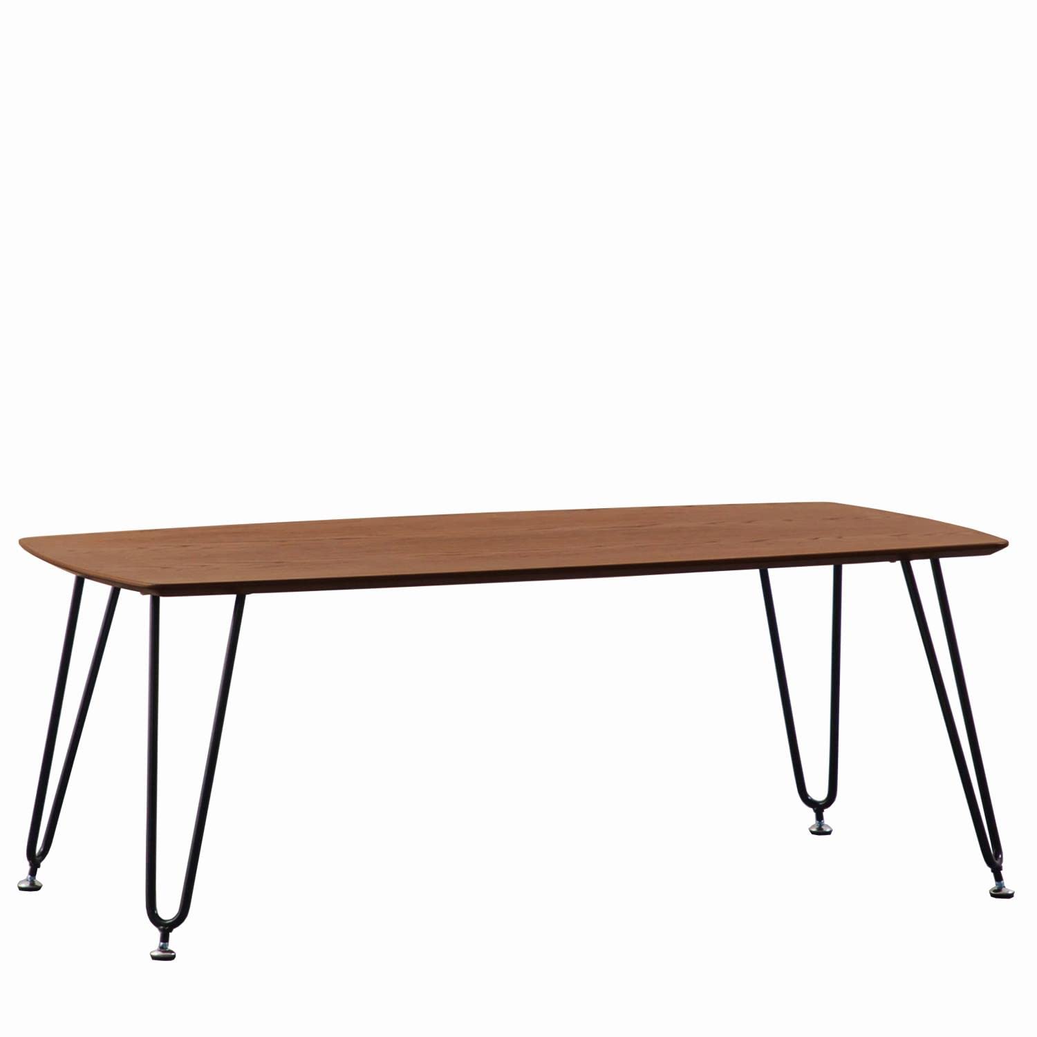 LeisureMod Modern Retro 47 Rectangular Wood Coffee Table with Sturdy Metal Base, Walnut Finish for Living Room, Apartment & Offi