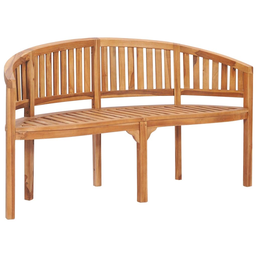 vidaXL Banana Bench, Outdoor Patio Banana Bench Loveseat with Armrest, Garden Bench for Yard Porch Entryway Lawn Poolside, Solid